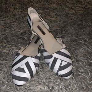 Rialto D’orsay flats. Size 8.5. Black and white cross cross pattern.